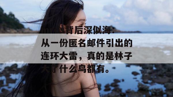 mrds背后深似海：从一份匿名邮件引出的连环大雷，真的是林子大了什么鸟都有。